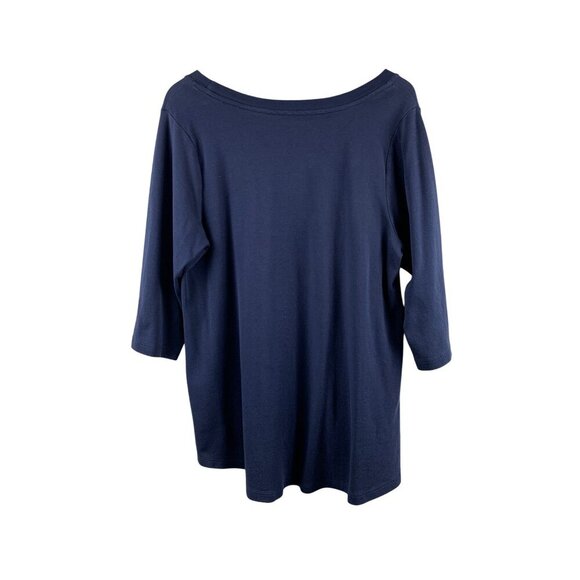 Isaac Mizrahi Live Essentials Womens 3/4 Sleeve Navy Blue Top 1X - Picture 2 of 4